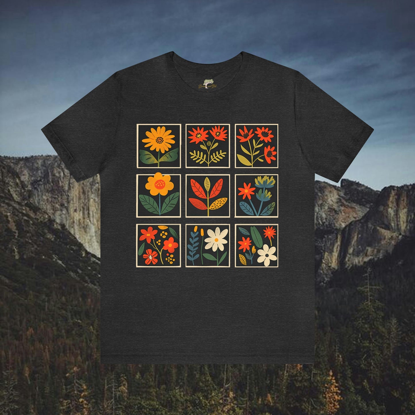 Wildflower Folk Art Design Unisex T-Shirt | Nature-Inspired Apparel - Branch and Stick Branch and Stick