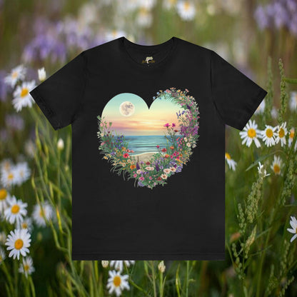 Wildflower Heart Sunset Beach Unisex Tee | Branch and Stick Branch and Stick