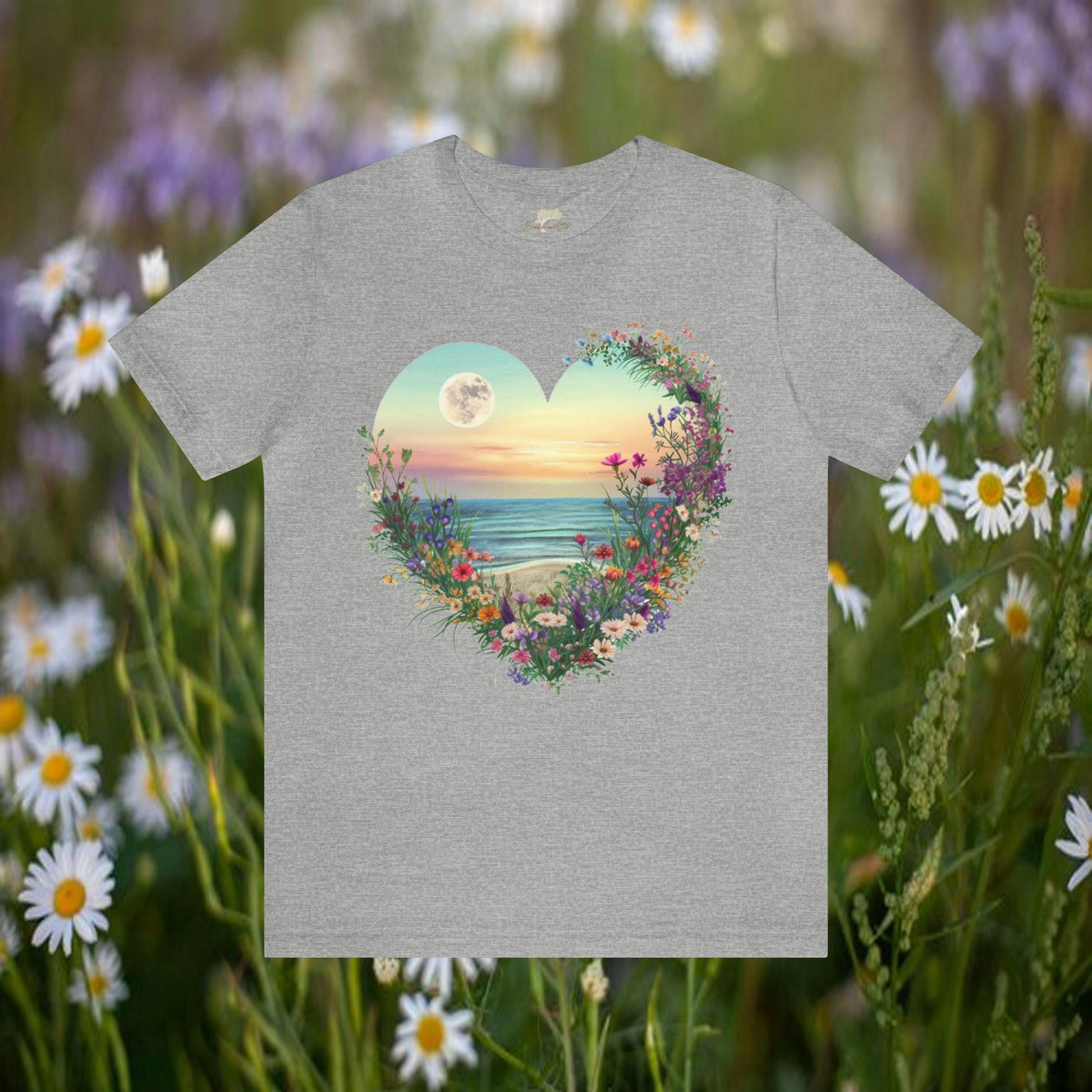 Wildflower Heart Sunset Beach Unisex Tee | Branch and Stick Branch and Stick