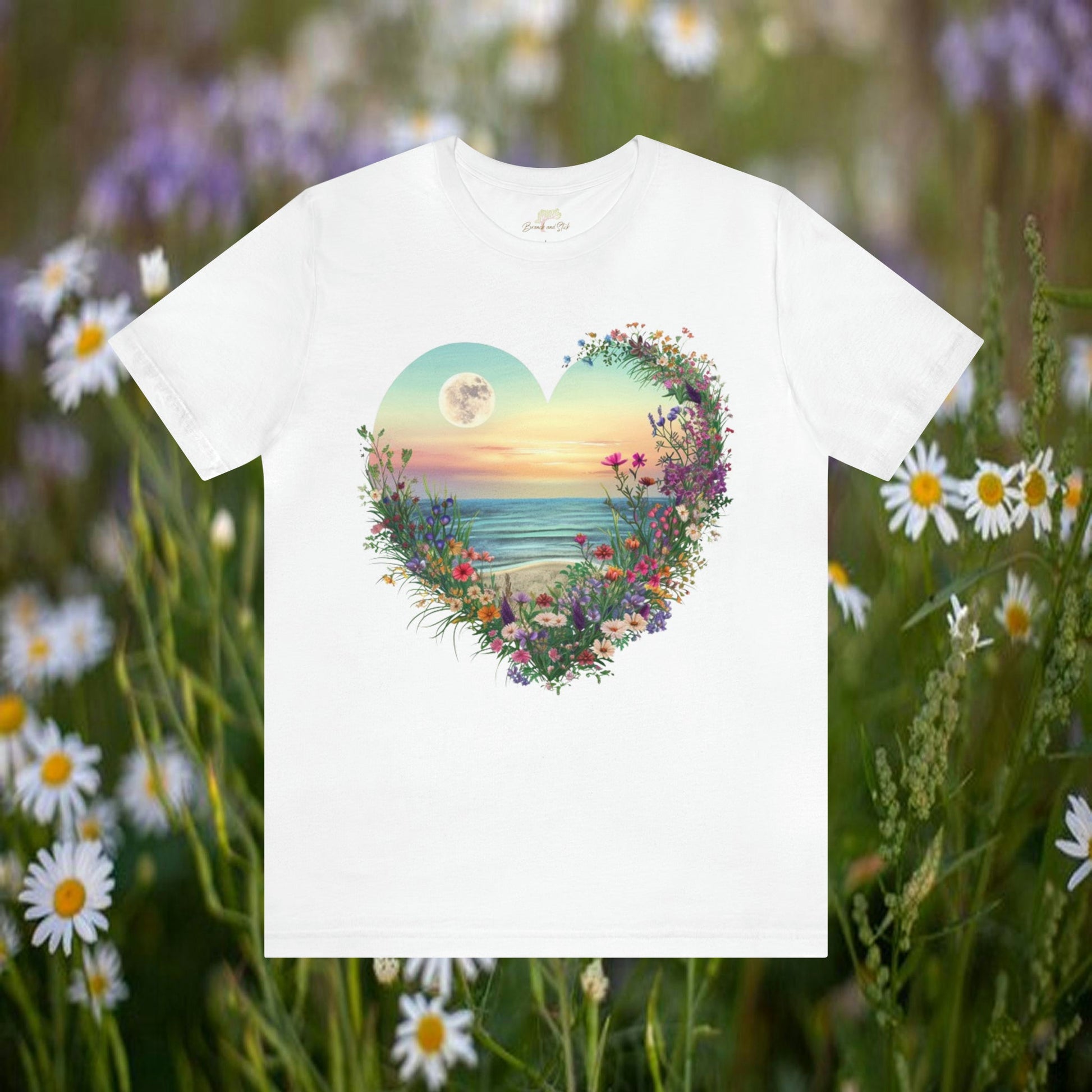 Wildflower Heart Sunset Beach Unisex Tee | Branch and Stick Branch and Stick