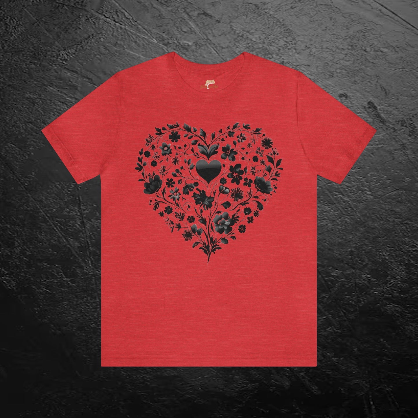 Wildflower Heart Unisex T-Shirt | Expressive Black Design - Branch and Stick Branch and Stick