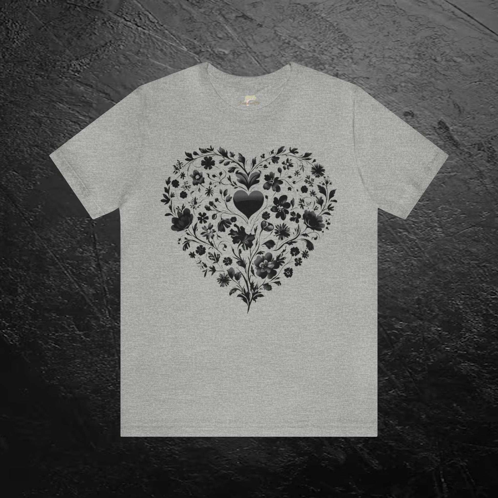 Wildflower Heart Unisex T-Shirt | Expressive Black Design - Branch and Stick Branch and Stick