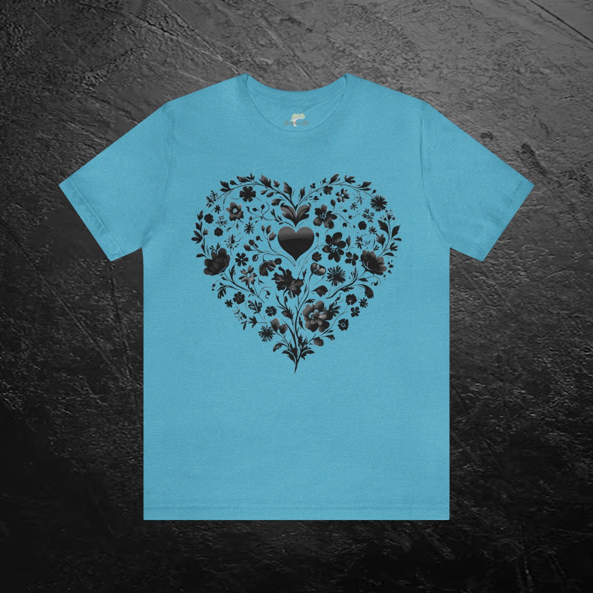 Wildflower Heart Unisex T-Shirt | Expressive Black Design - Branch and Stick Branch and Stick