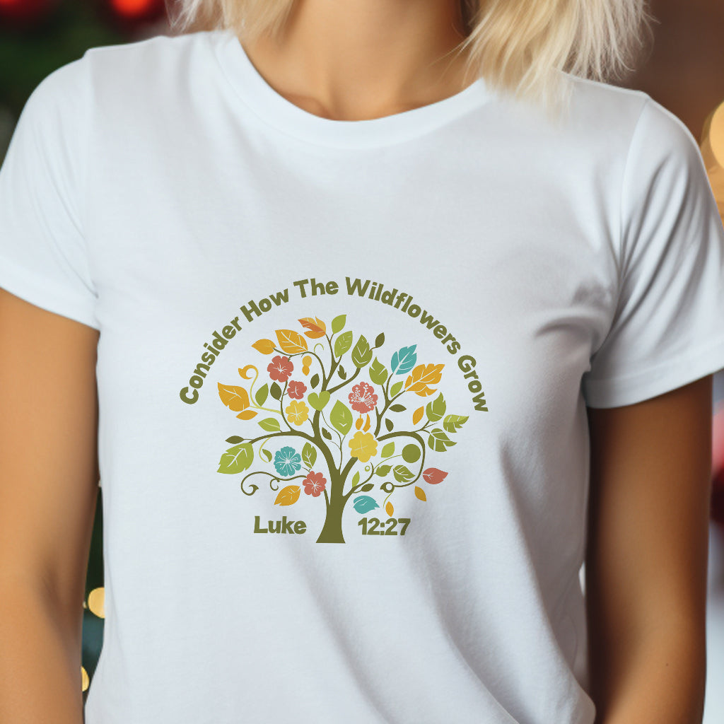 Wildflower and Tree Verse T-Shirt | Nature-Inspired Design - Branch and Stick Branch and Stick