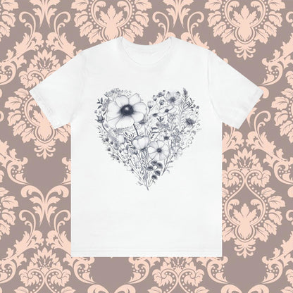 Wildflowers Heart Minimalistic Unisex Tee | Branch and Stick Branch and Stick