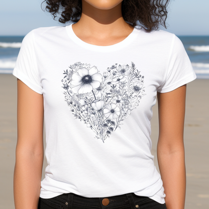 Wildflowers Heart Minimalistic Unisex Tee | Branch and Stick Branch and Stick