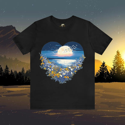 Wildflowers Heart Pattern Unisex Te-Shirt and Ocean / Moon | Branch and Stick Branch and Stick