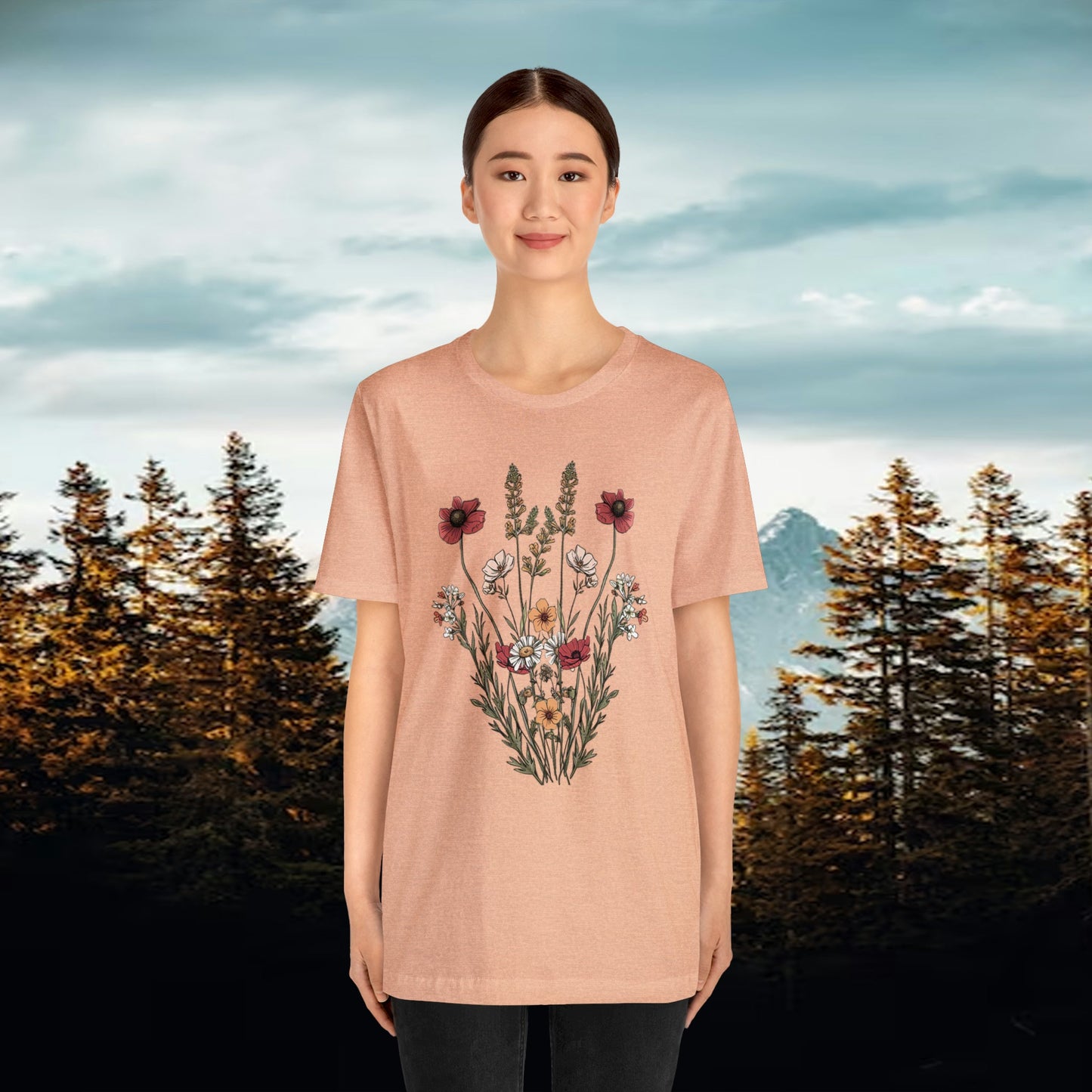 Wildflowers Minimalistic Soft T-Shirt | Effortlessly Stylish Branch and Stick