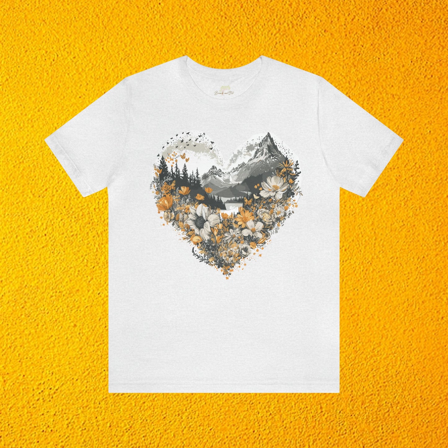 Wildflowers and Mountains Heart Unisex Tee | Branch and Stick Branch and Stick