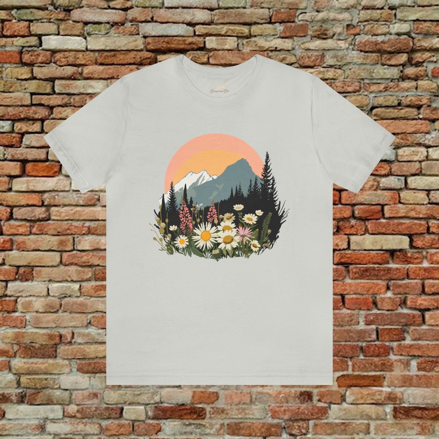 Wildflowers and Mountains Multicolor Unisex Tee | Branch and Stick Branch and Stick