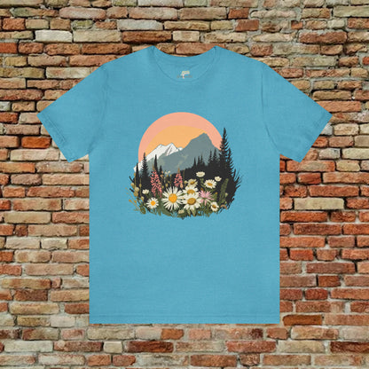 Wildflowers and Mountains Multicolor Unisex Tee | Branch and Stick Branch and Stick