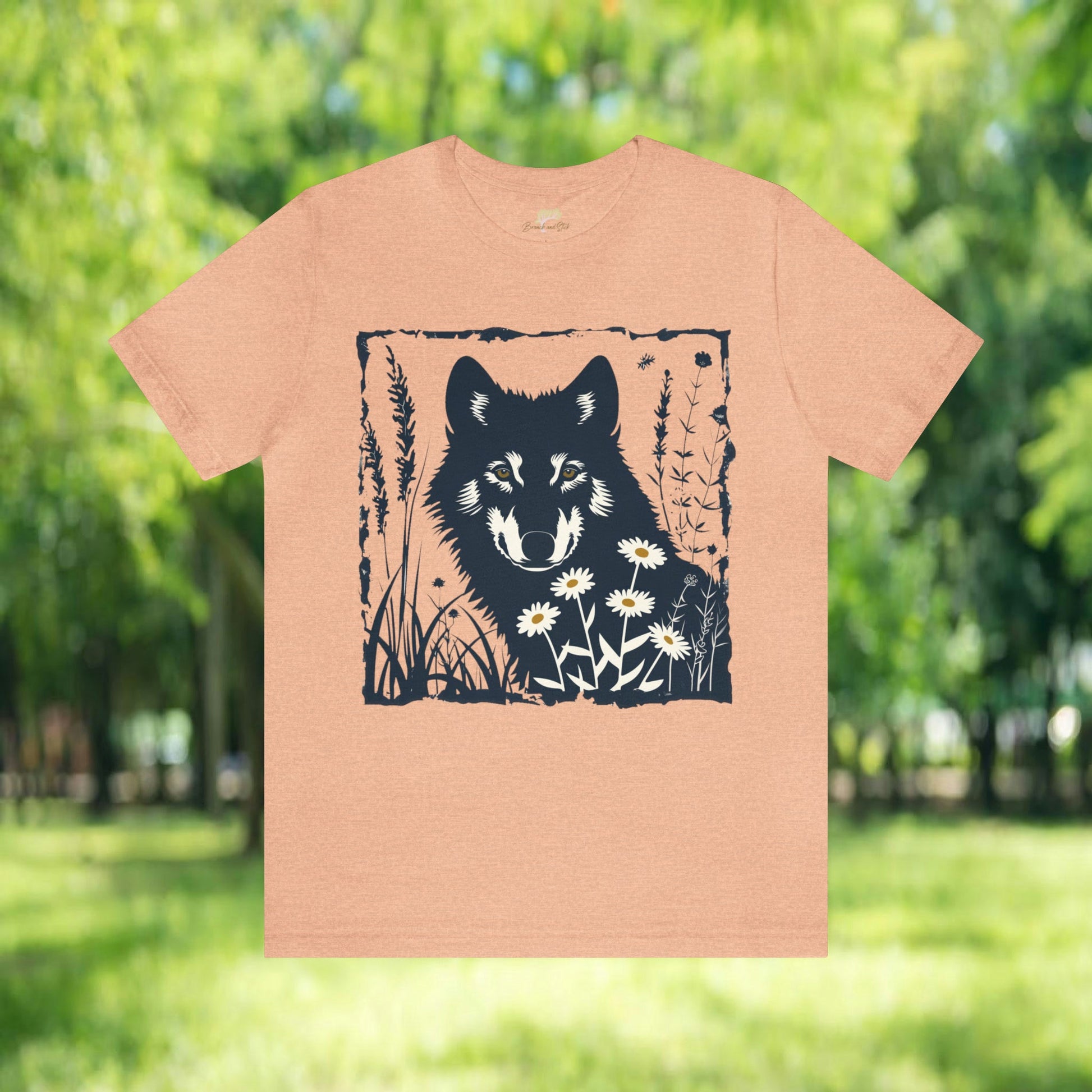 Wolf and Daisies Unisex Jersey Tee | Embrace Your Wild Side Branch and Stick