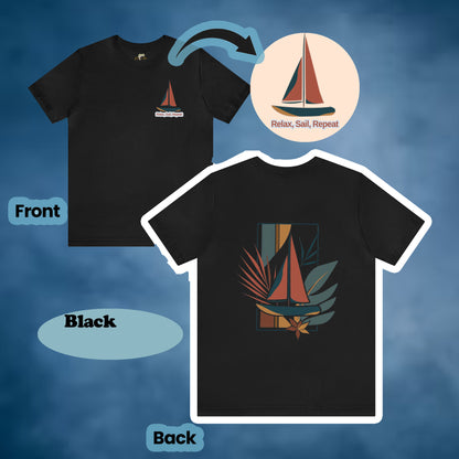 "Relax, Sail, Repeat" 2-Sided Sailboat Scene Tee | Branch and Stick