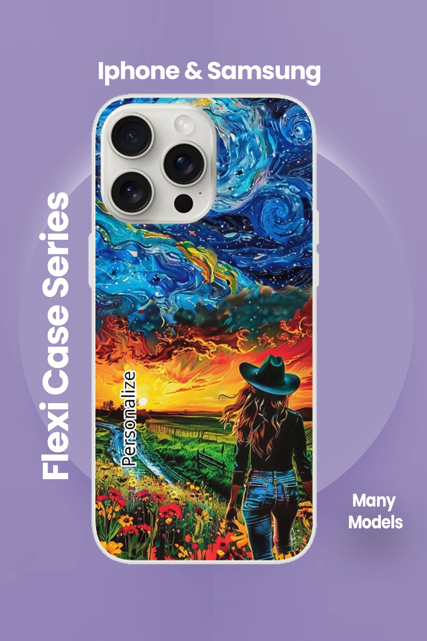 Flexi Cowgirl in Field Phone Case - Iphone and Samsung Many Models