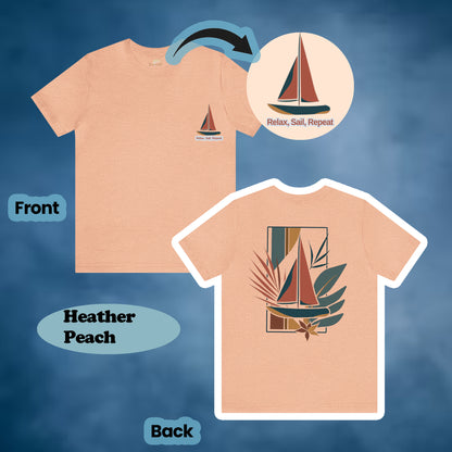 "Relax, Sail, Repeat" 2-Sided Sailboat Scene Tee | Branch and Stick