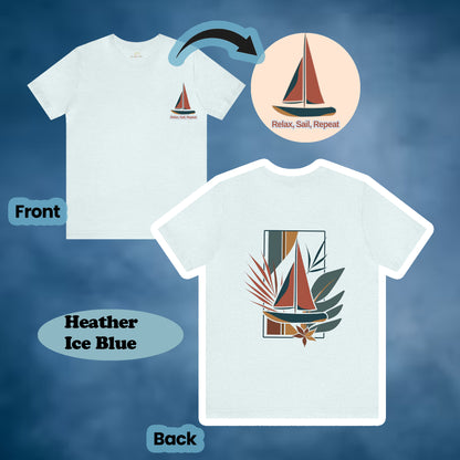 "Relax, Sail, Repeat" 2-Sided Sailboat Scene Tee | Branch and Stick