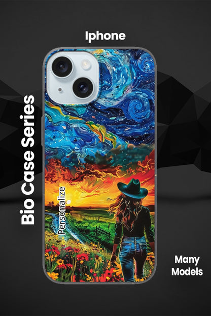 Biodegradable Cowgirl in Field Phone Case - Iphone and Samsung Many Models - Bio case