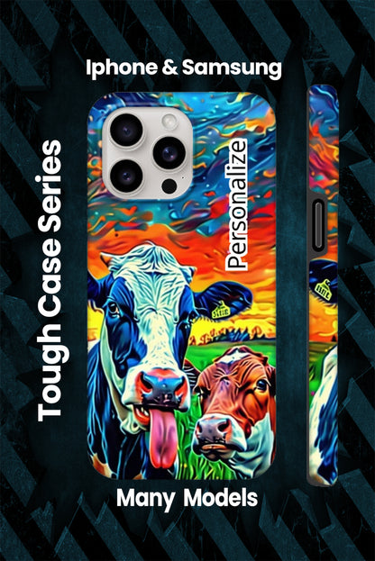 Tough Cow With Tongue Out Phone Case - Iphone and Samsung Many Models