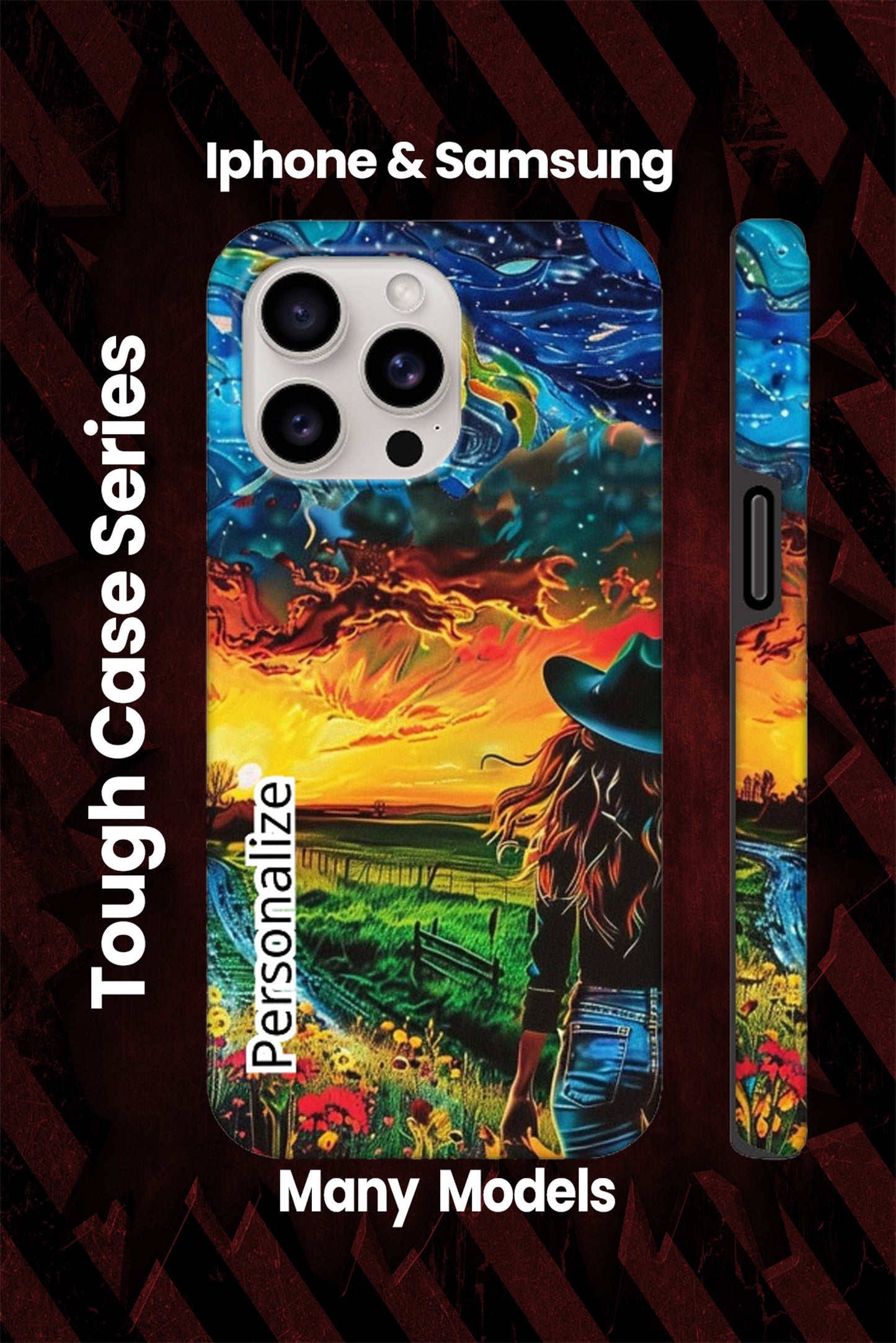 Tough Cowgirl in Field Phone Case - Iphone and Samsung Many Models