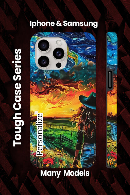 Tough Cowgirl in Field Phone Case - Iphone and Samsung Many Models